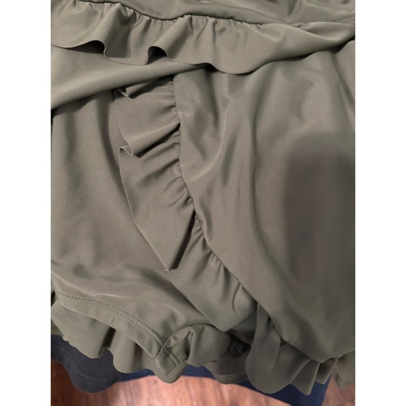 SHEKINI Women Olive Green Wrap Ruffle Swim Dress Tunic M - Picture 10 of 12